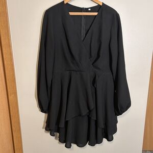 Women's black long sleeve dress Frilly Large Gothic Core Milkmaid